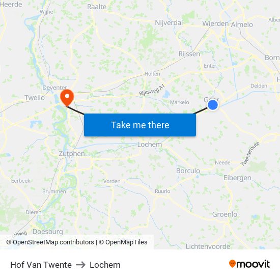 Hof Van Twente to Lochem map