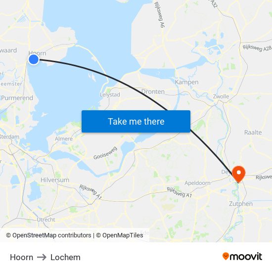 Hoorn to Lochem map