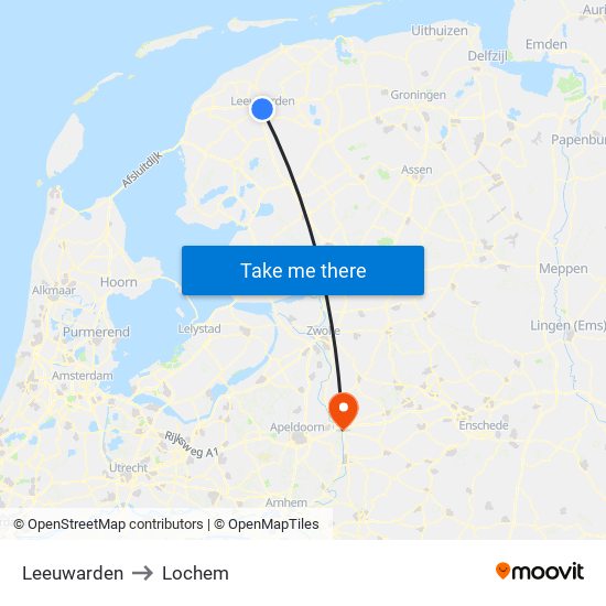 Leeuwarden to Lochem map