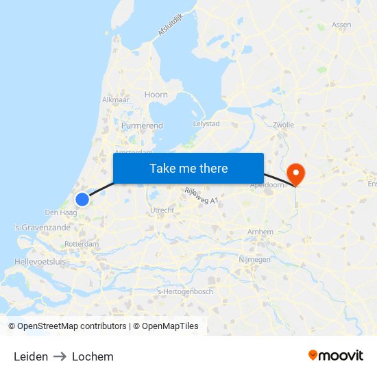 Leiden to Lochem map