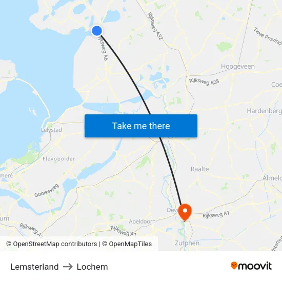 Lemsterland to Lochem map