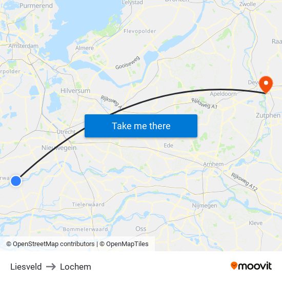 Liesveld to Lochem map