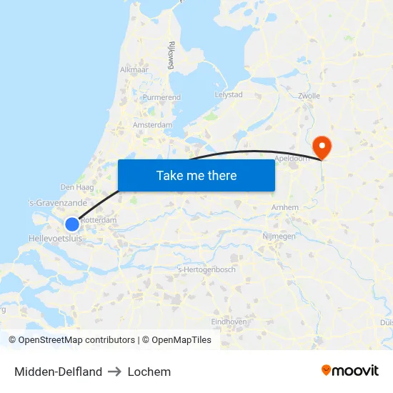 Midden-Delfland to Lochem map