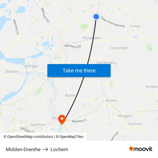 Midden-Drenthe to Lochem map