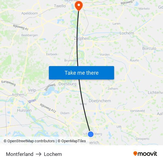 Montferland to Lochem map