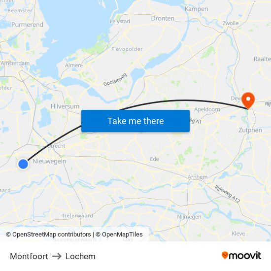 Montfoort to Lochem map