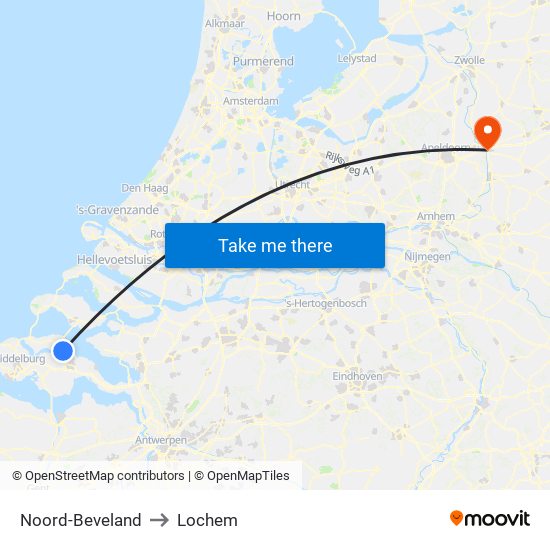 Noord-Beveland to Lochem map