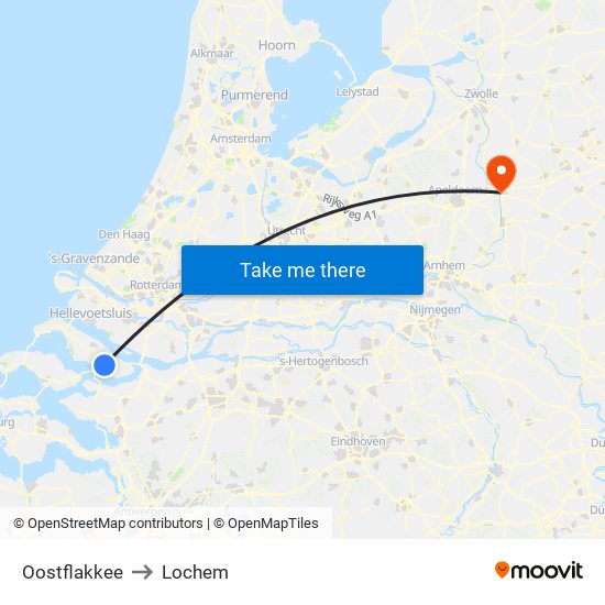 Oostflakkee to Lochem map