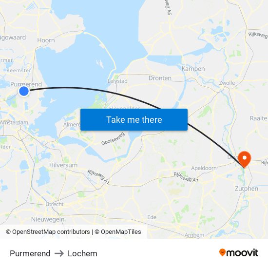 Purmerend to Lochem map