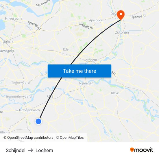 Schijndel to Lochem map