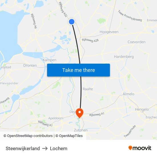 Steenwijkerland to Lochem map