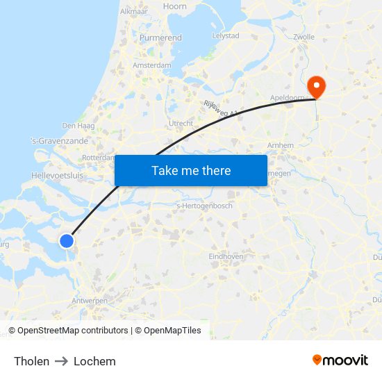 Tholen to Lochem map