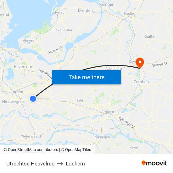 Utrechtse Heuvelrug to Lochem map