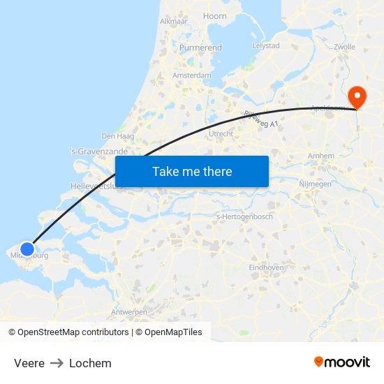 Veere to Lochem map