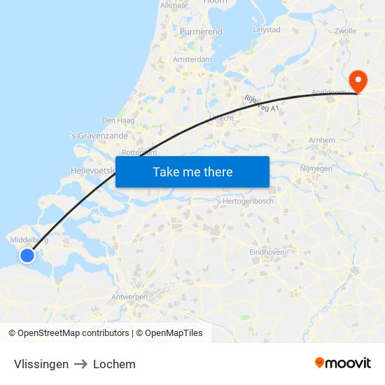 Vlissingen to Lochem map