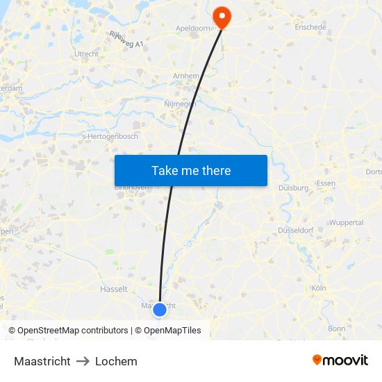 Maastricht to Lochem map