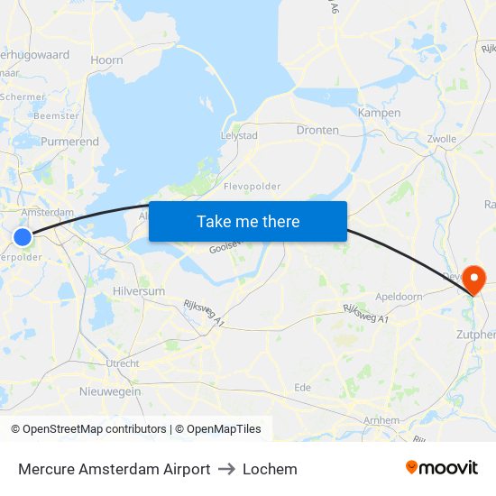 Mercure Amsterdam Airport to Lochem map