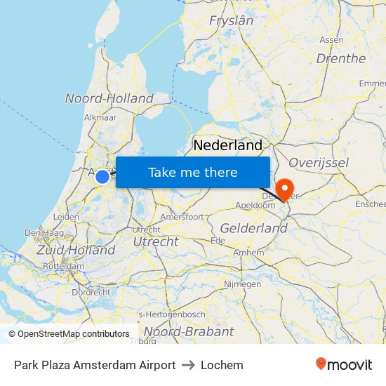 Park Plaza Amsterdam Airport to Lochem map