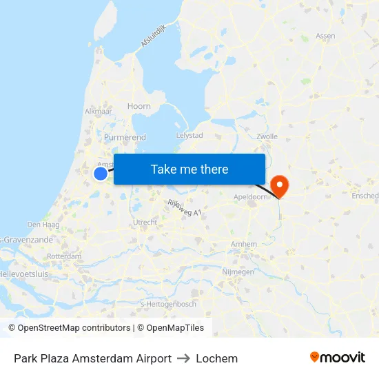 Park Plaza Amsterdam Airport to Lochem map