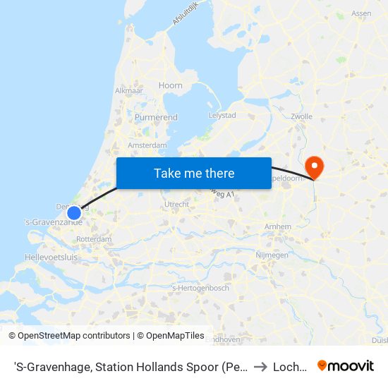 'S-Gravenhage, Station Hollands Spoor (Perron A) to Lochem map