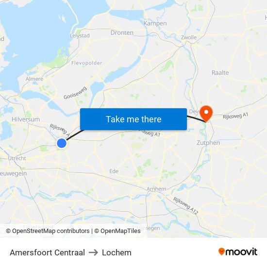 Amersfoort Centraal to Lochem map