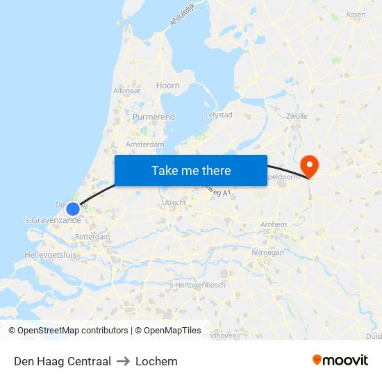 Den Haag Centraal to Lochem map