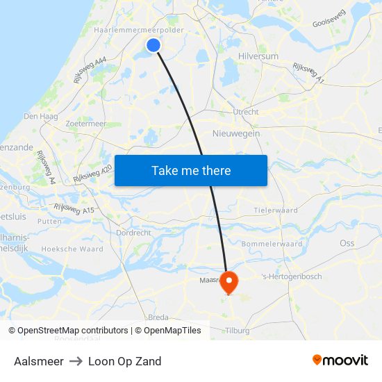 Aalsmeer to Loon Op Zand map