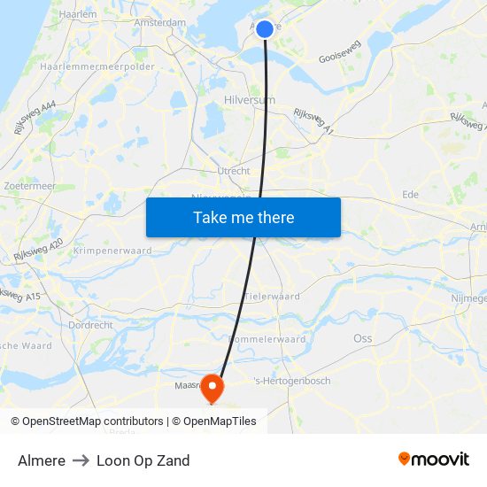 Almere to Loon Op Zand map