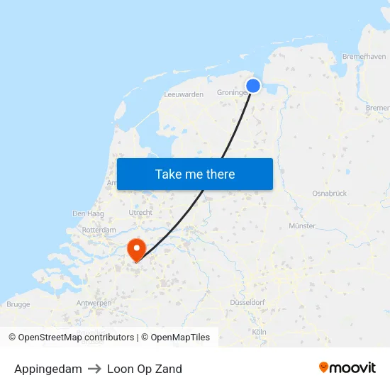 Appingedam to Loon Op Zand map