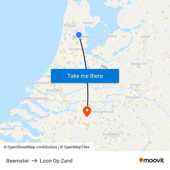 Beemster to Loon Op Zand map