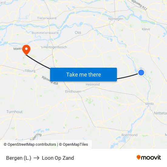 Bergen (L.) to Loon Op Zand map