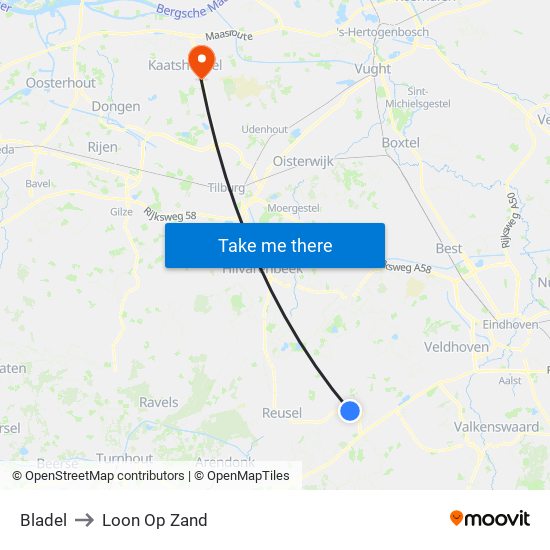 Bladel to Loon Op Zand map