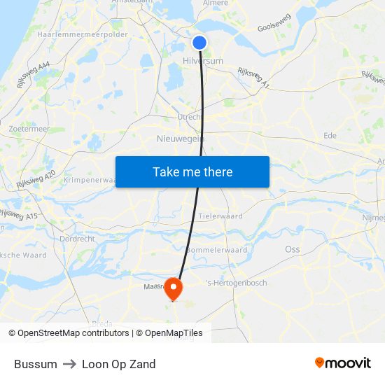 Bussum to Loon Op Zand map
