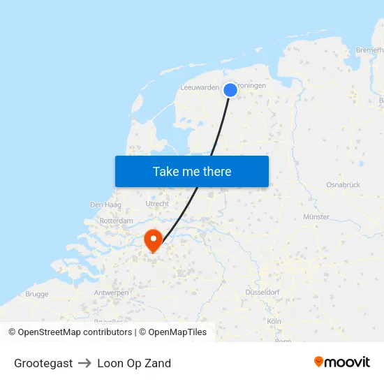 Grootegast to Loon Op Zand map