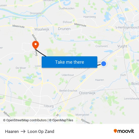 Haaren to Loon Op Zand map