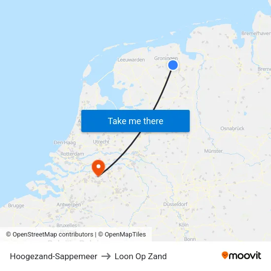 Hoogezand-Sappemeer to Loon Op Zand map