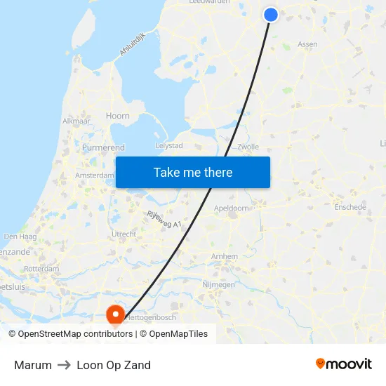 Marum to Loon Op Zand map