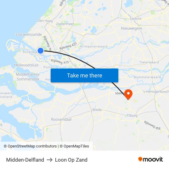 Midden-Delfland to Loon Op Zand map