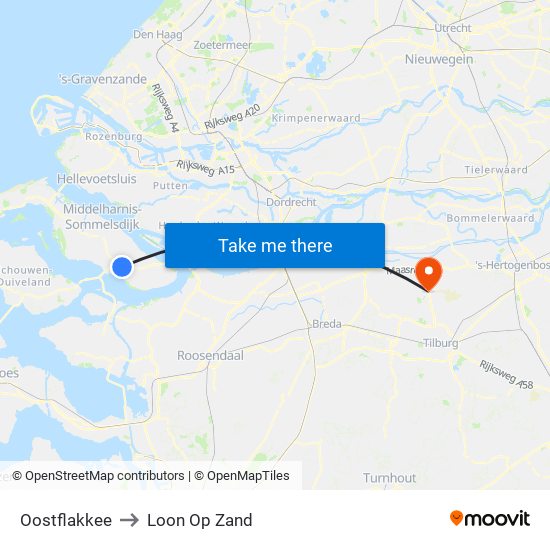 Oostflakkee to Loon Op Zand map