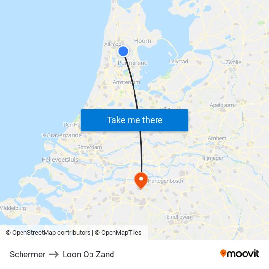 Schermer to Loon Op Zand map