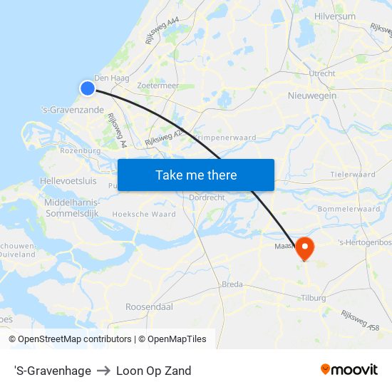 'S-Gravenhage to Loon Op Zand map