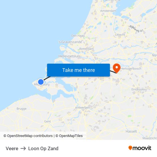 Veere to Loon Op Zand map