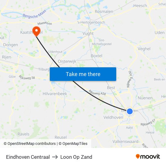 Eindhoven Centraal to Loon Op Zand map