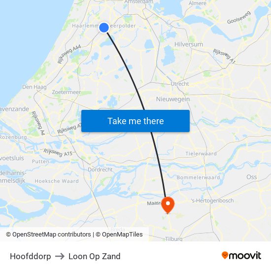Hoofddorp to Loon Op Zand map
