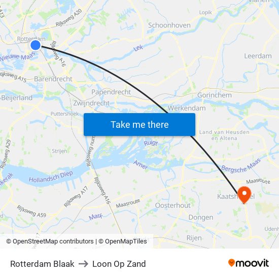 Rotterdam Blaak to Loon Op Zand map