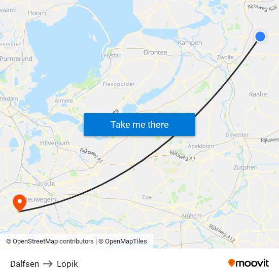 Dalfsen to Lopik map