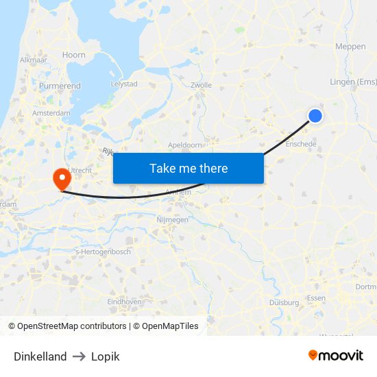 Dinkelland to Lopik map