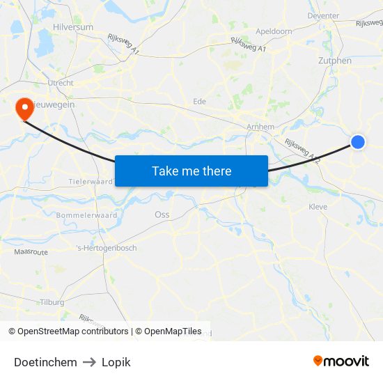 Doetinchem to Lopik map