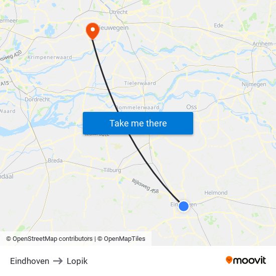 Eindhoven to Lopik map