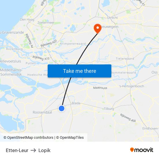 Etten-Leur to Lopik map